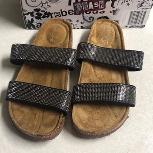 Black sparkly sandals